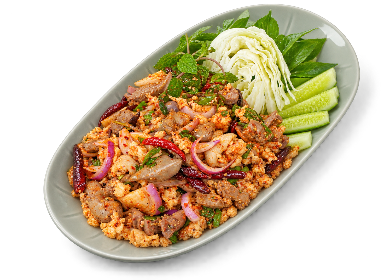 Illustrative photograph of Larb Kai or chicken salad