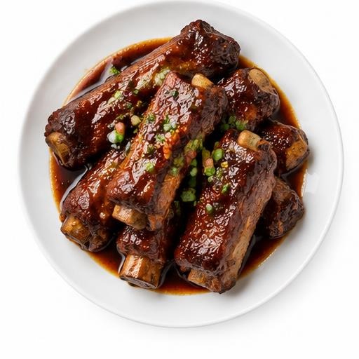 Illustrative photograph of Slowly cooked pork spareribs in chef secret sauce